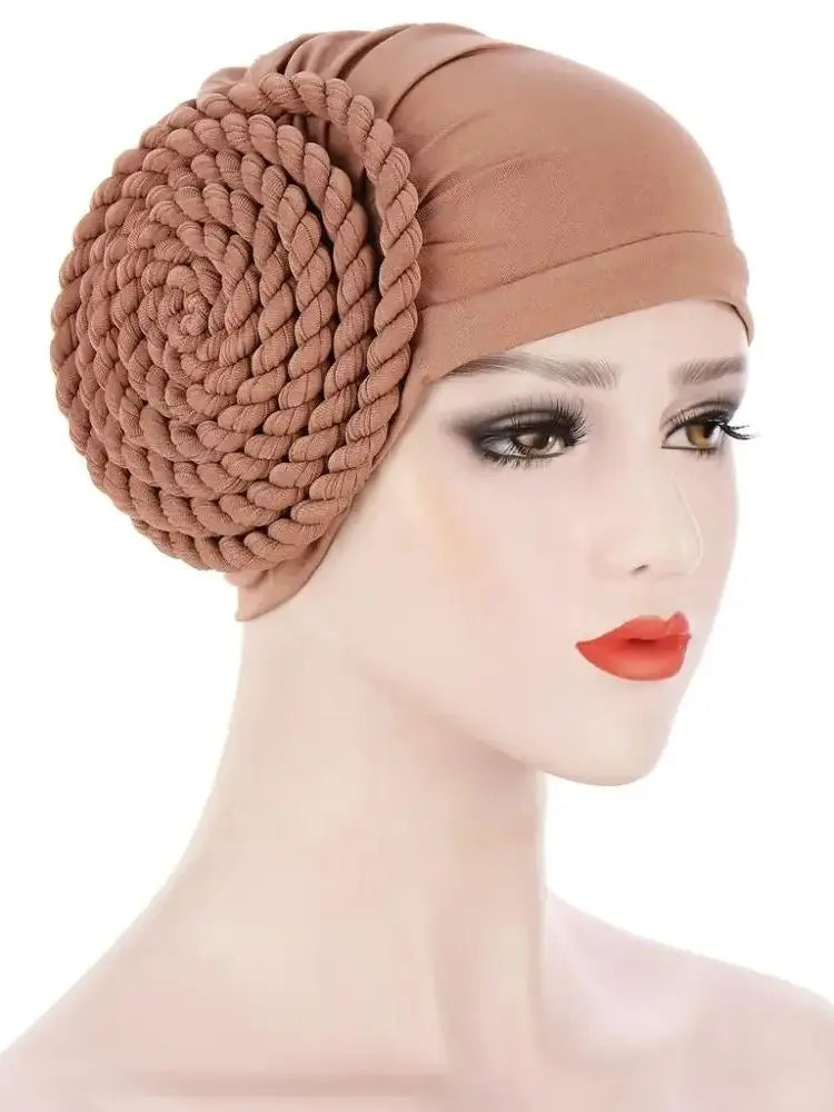 2020 Solid Color India Turban Bonnet Arab Wrap Head Scarf Ready To Wear Hijab Hat Muslim headdress Women Inner Hijab Caps
