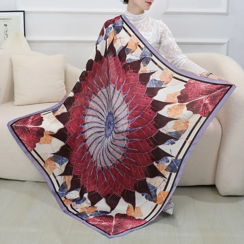 NEW 110x110cm large squar Imitation Silk Travel Scarf Beach Dress Bikini Sarong Wrap Women Brazilian Swimsuit Bathing Cover-ups