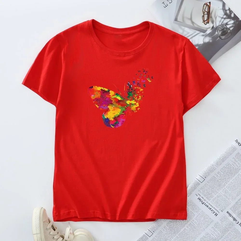 Plus Size Women's Short Sleeve T-shirt 100% Cotton Summer Tshirt Women Tees 2024 Fashion T Shirts Woman Tops Female Clothing