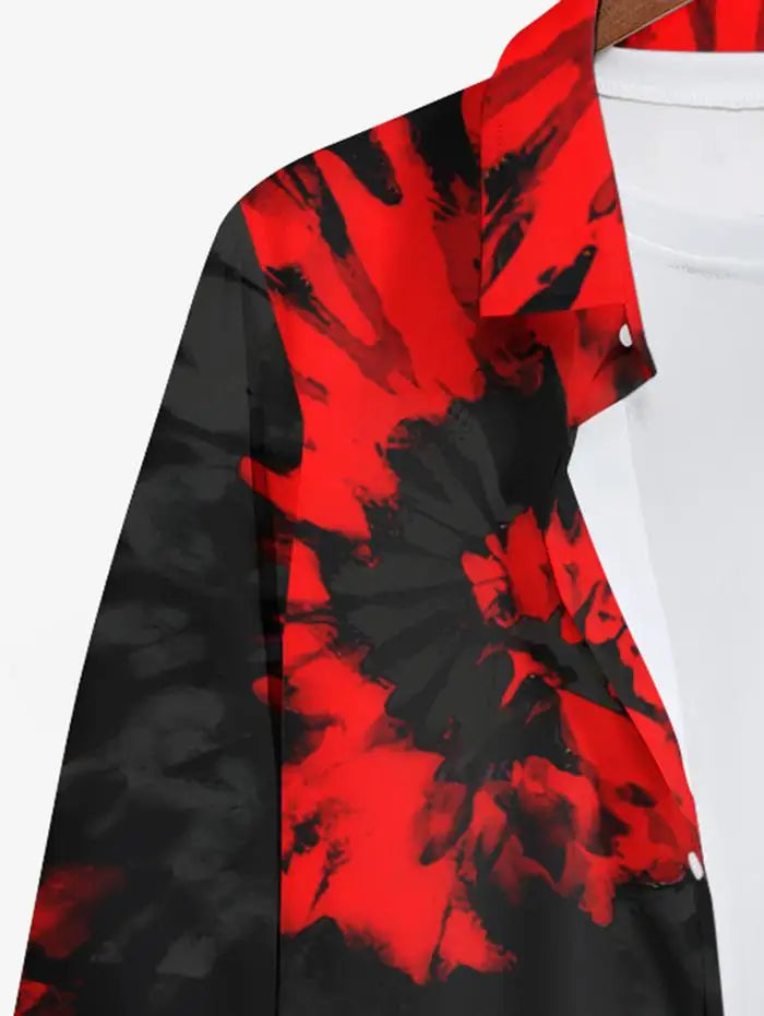 Plus Size Spiral Tie Dye Printed Halloween Costume Crisscross A Line Maxi Dress And Halloween Button Shirt For Men 2024 Women