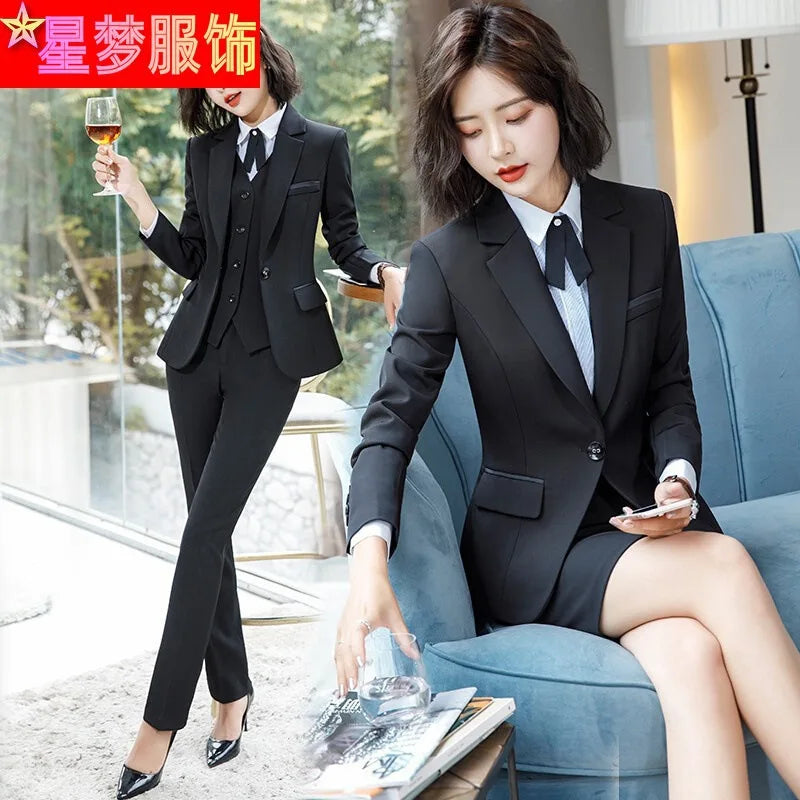 920 Autumn Long Sleeve Suit Suit Temperament Slim-Fitting Work Clothes College Students Interview Suit Business Formal Wear Busi