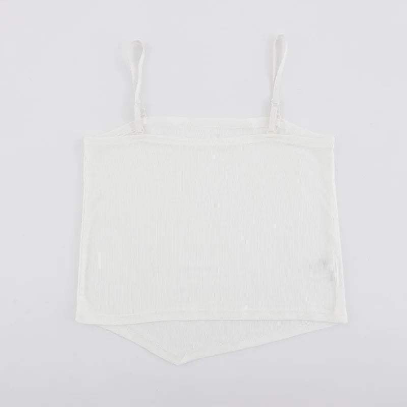 Plus size Large size 200 pounds, chubby mm, covered belly, slim and irregular small camisole shirt 3052