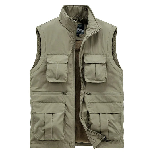 MAN VEST Winter Large Size Men's Work Clothes Tactical Jackets Multi-pocket Jacket Luxury Clothing Hunting Fishing Vests Hiking