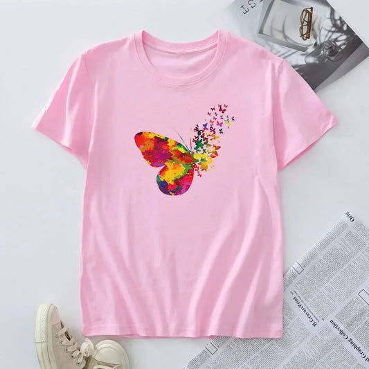 Plus Size Women's Short Sleeve T-shirt 100% Cotton Summer Tshirt Women Tees 2024 Fashion T Shirts Woman Tops Female Clothing