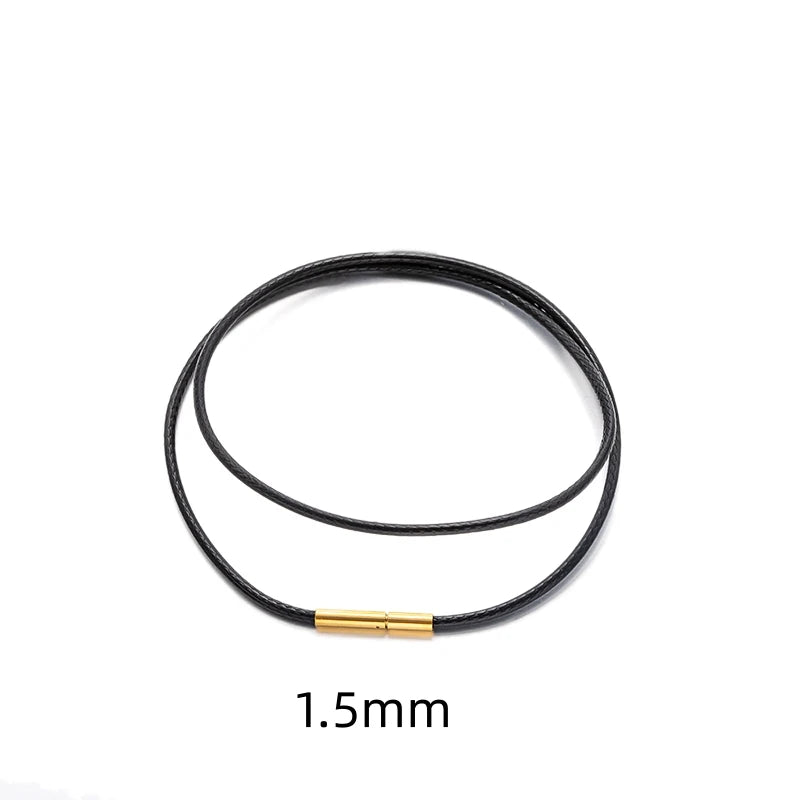 Black Genuine Leather Rope Necklace With Clasp Cord Chain Line String For DIY Pendant Jewelry Making Accessories Supplies Men