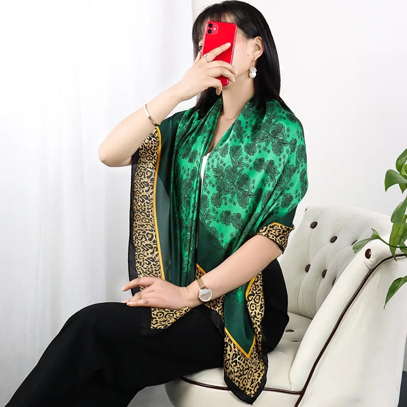 NEW 110x110cm large squar Imitation Silk Travel Scarf Beach Dress Bikini Sarong Wrap Women Brazilian Swimsuit Bathing Cover-ups