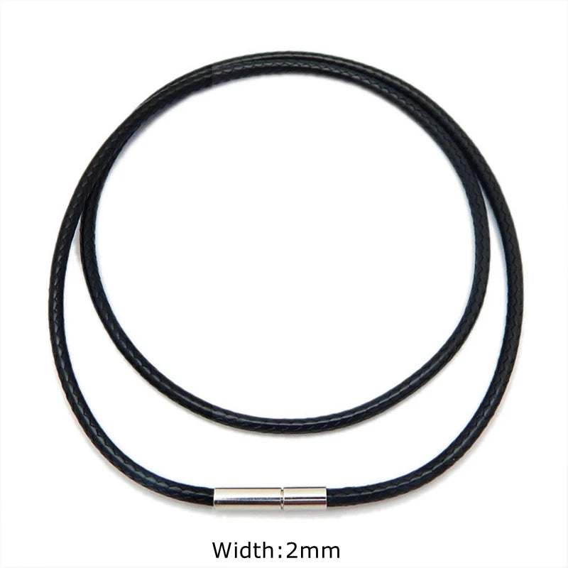 Black Genuine Leather Rope Necklace With Clasp Cord Chain Line String For DIY Pendant Jewelry Making Accessories Supplies Men