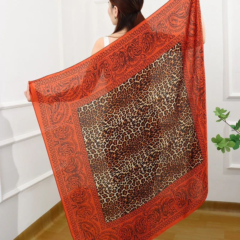 NEW 110x110cm large squar Imitation Silk Travel Scarf Beach Dress Bikini Sarong Wrap Women Brazilian Swimsuit Bathing Cover-ups