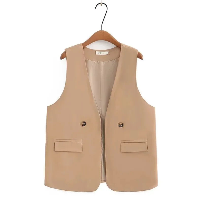 New 2023 Ladies Spring Autumn Plus Size Tops For Women Large Size Sleeveless Black V-neck Vest Coat 3XL 4XL 5XL 6XL