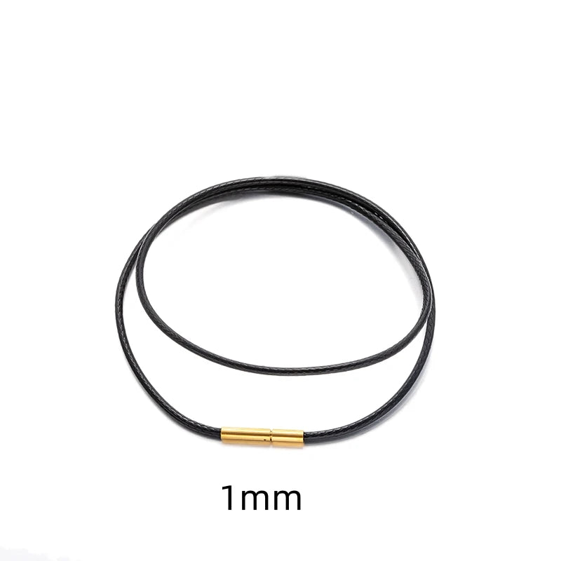 Black Genuine Leather Rope Necklace With Clasp Cord Chain Line String For DIY Pendant Jewelry Making Accessories Supplies Men