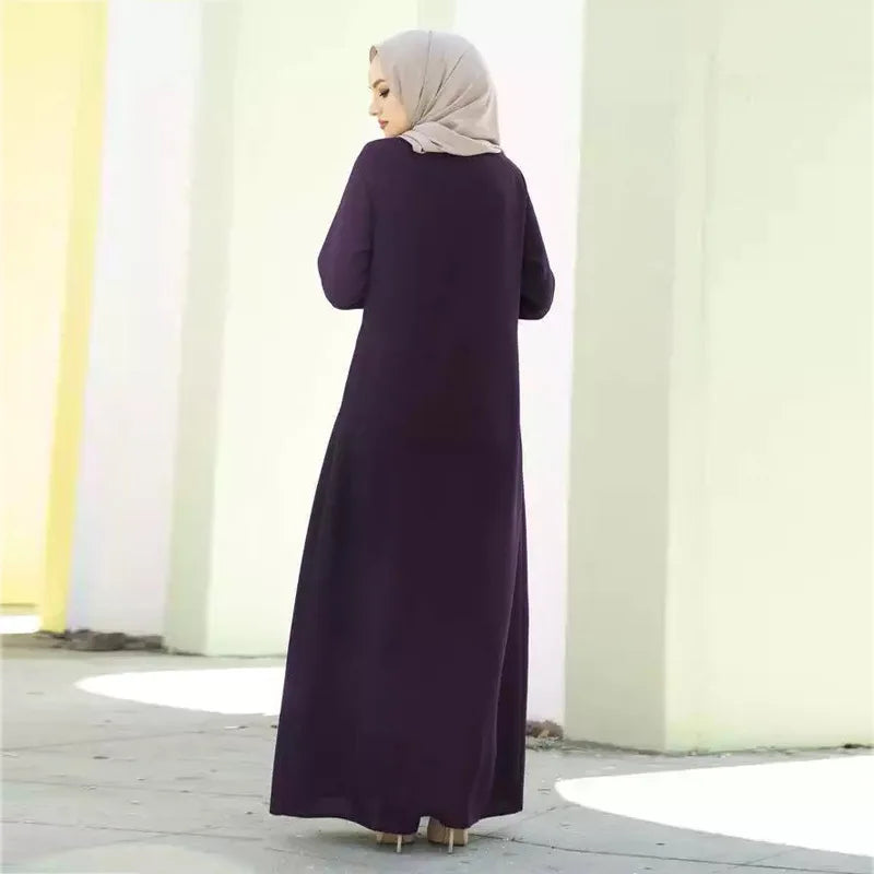 Monochrome Cardigan Gown for Women Islamic Cardigan Middle East Arab Dubai Ramadan Muslim Luxury Fashion Malay Turtleneck