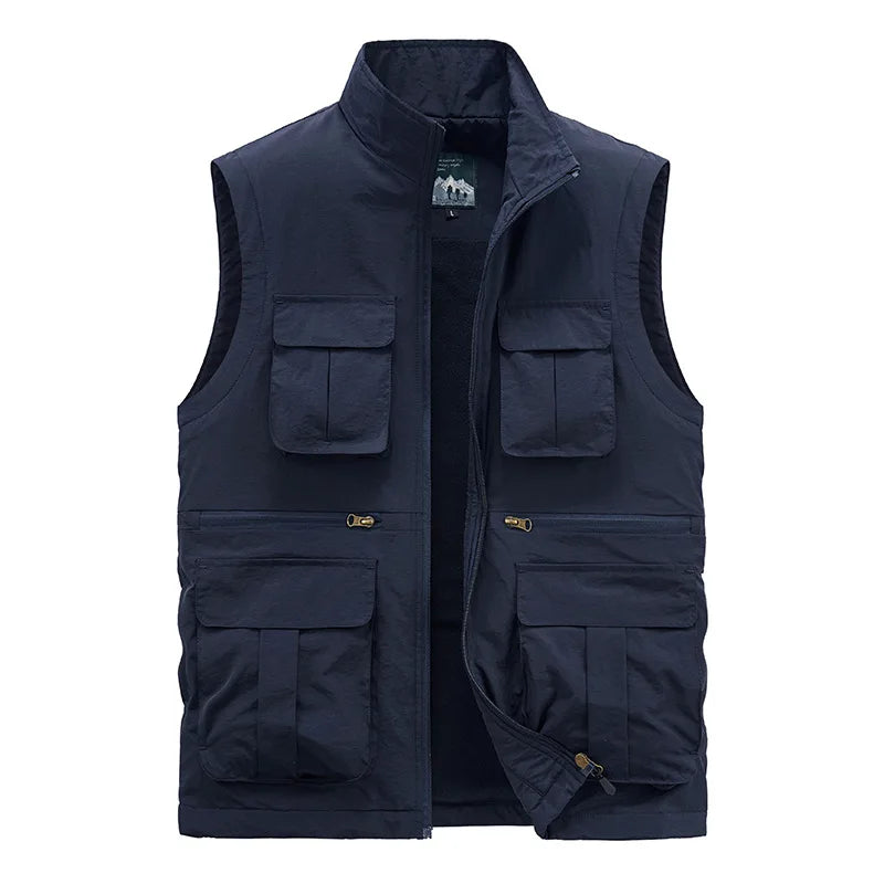 MAN VEST Winter Large Size Men's Work Clothes Tactical Jackets Multi-pocket Jacket Luxury Clothing Hunting Fishing Vests Hiking