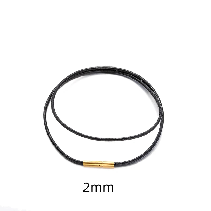 Black Genuine Leather Rope Necklace With Clasp Cord Chain Line String For DIY Pendant Jewelry Making Accessories Supplies Men