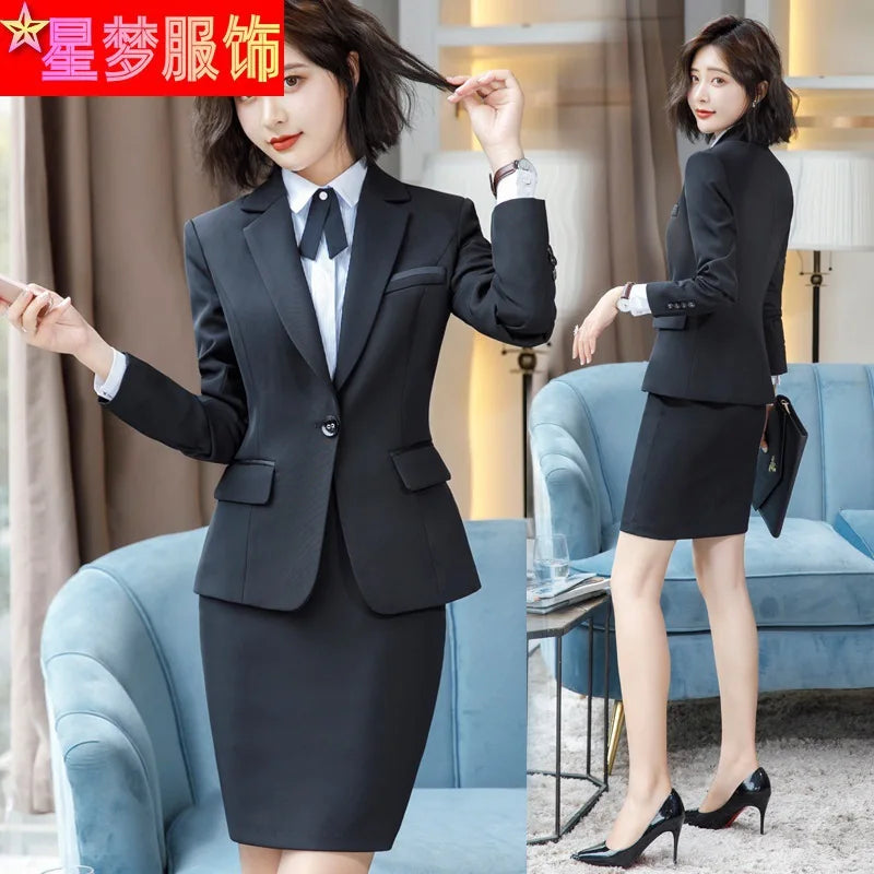920 Autumn Long Sleeve Suit Suit Temperament Slim-Fitting Work Clothes College Students Interview Suit Business Formal Wear Busi