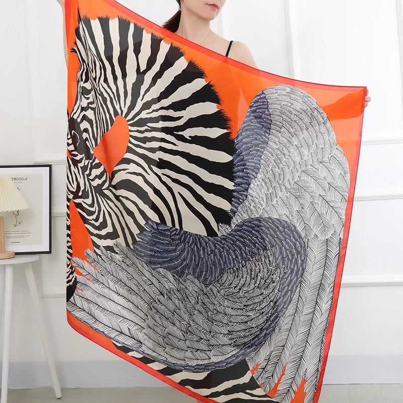 NEW 110x110cm large squar Imitation Silk Travel Scarf Beach Dress Bikini Sarong Wrap Women Brazilian Swimsuit Bathing Cover-ups