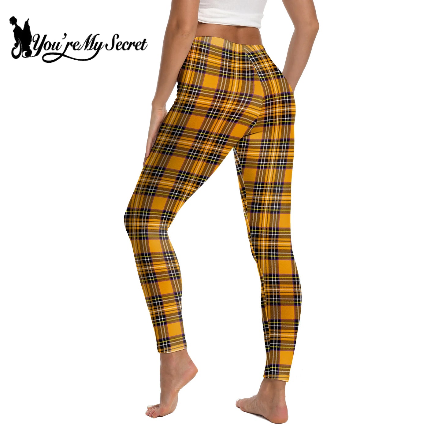 [You're My Secret] Halloween Party Women Stripe Printed Leggings Stretch Athletic Push Up Fitness High Waist Workout Yoga Pants