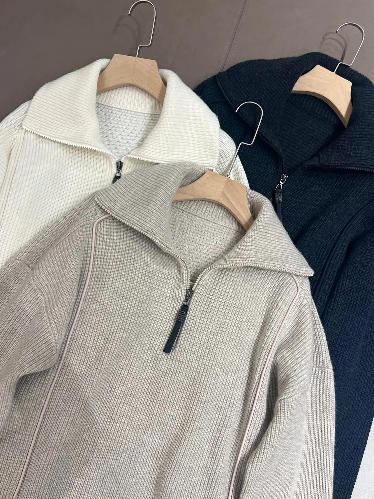 B*C Wool Knitted Pullover Half Placket Long Sleeve Sweater