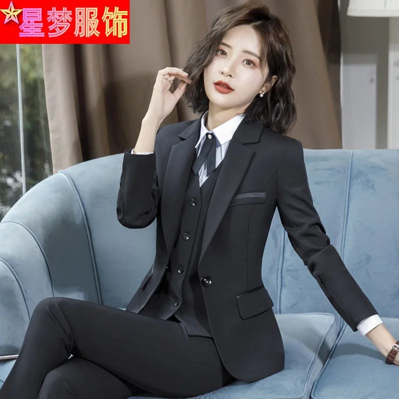920 Autumn Long Sleeve Suit Suit Temperament Slim-Fitting Work Clothes College Students Interview Suit Business Formal Wear Busi