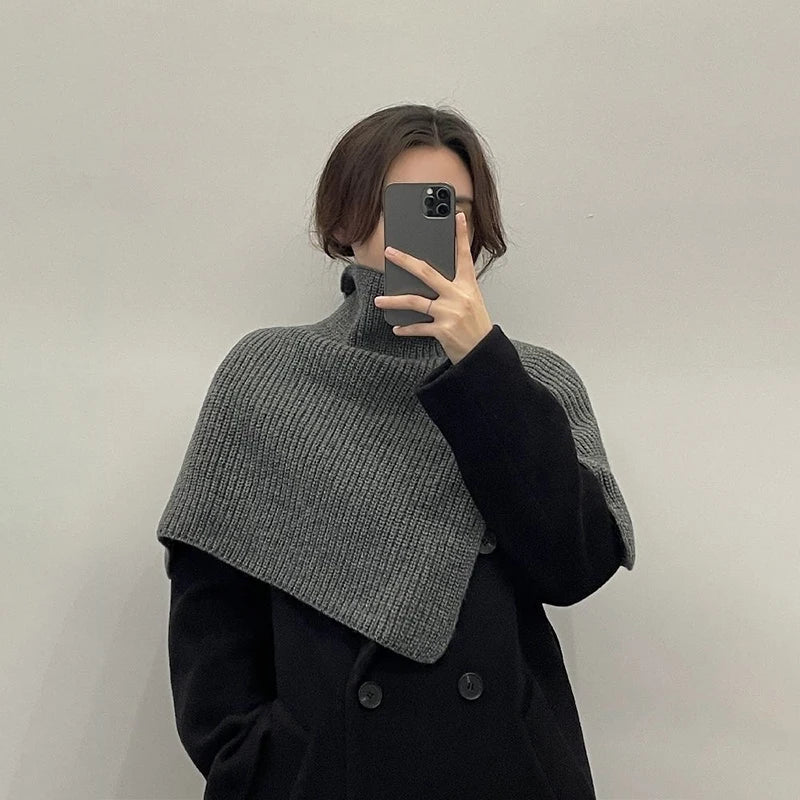Pullover Scarf Knitted Shawl Winter Scarf False Collar Coat Bib Warm Scarf Turtleneck Slit Jumper Shawl Clothes Accessories