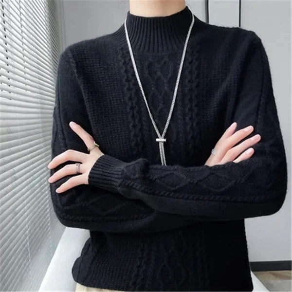 Women's Sweater Autumn Winter Outside Wear Pullovers Half High Collar Knitwear Fashion Long Sleeve Pull Femme Sueter Tops