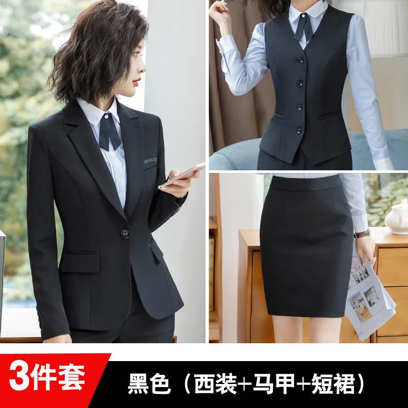 920 Autumn Long Sleeve Suit Suit Temperament Slim-Fitting Work Clothes College Students Interview Suit Business Formal Wear Busi