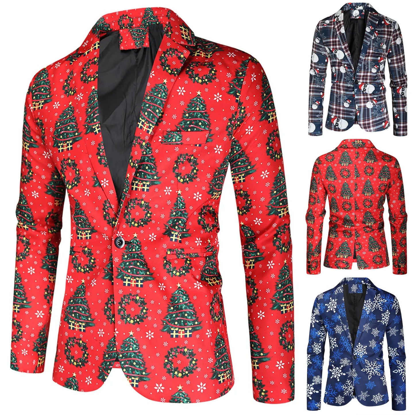Men's Fashion Blazer 2024 New Trendy Hot Selling Party Coat Casual Slim Fit Buttons Suits Christmas Print Blazers Jacket For Men