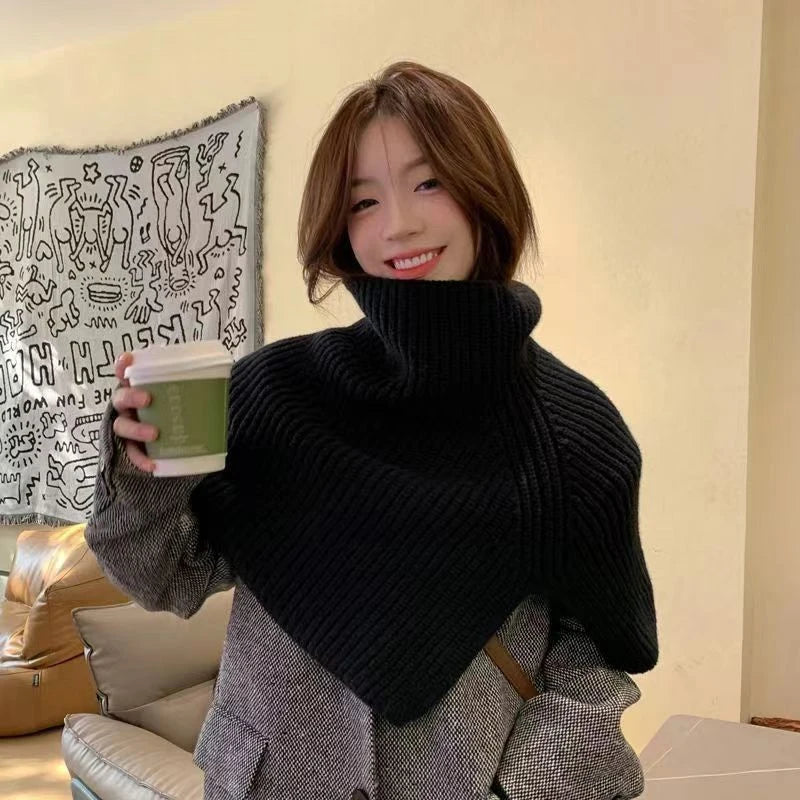 Pullover Scarf Knitted Shawl Winter Scarf False Collar Coat Bib Warm Scarf Turtleneck Slit Jumper Shawl Clothes Accessories