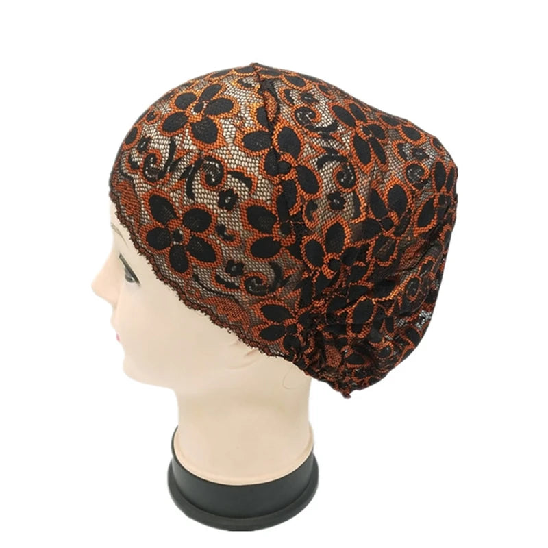 Muslim Underscarf Full Cover Lace Flower Hat Headscarf Turban Islam Wrap Hijab Cap Women Hair Loss Cancer Chemo Beanie Headwear