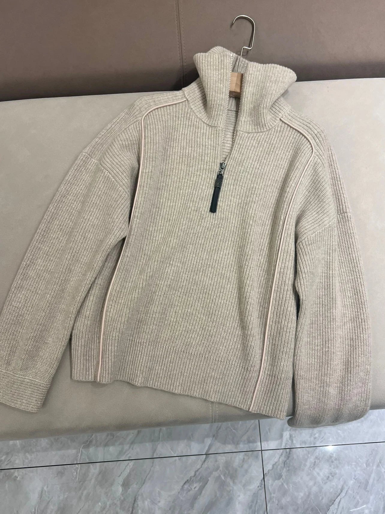 B*C Wool Knitted Pullover Half Placket Long Sleeve Sweater