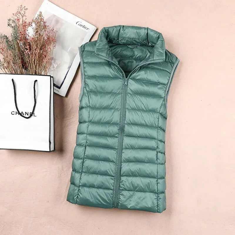 2023 White Duck Down Jacket Women Vest Autumn Winter Sleeveless Waistcoat Warm Lightweight Puffer Jacket Female Tops Outwear 8XL