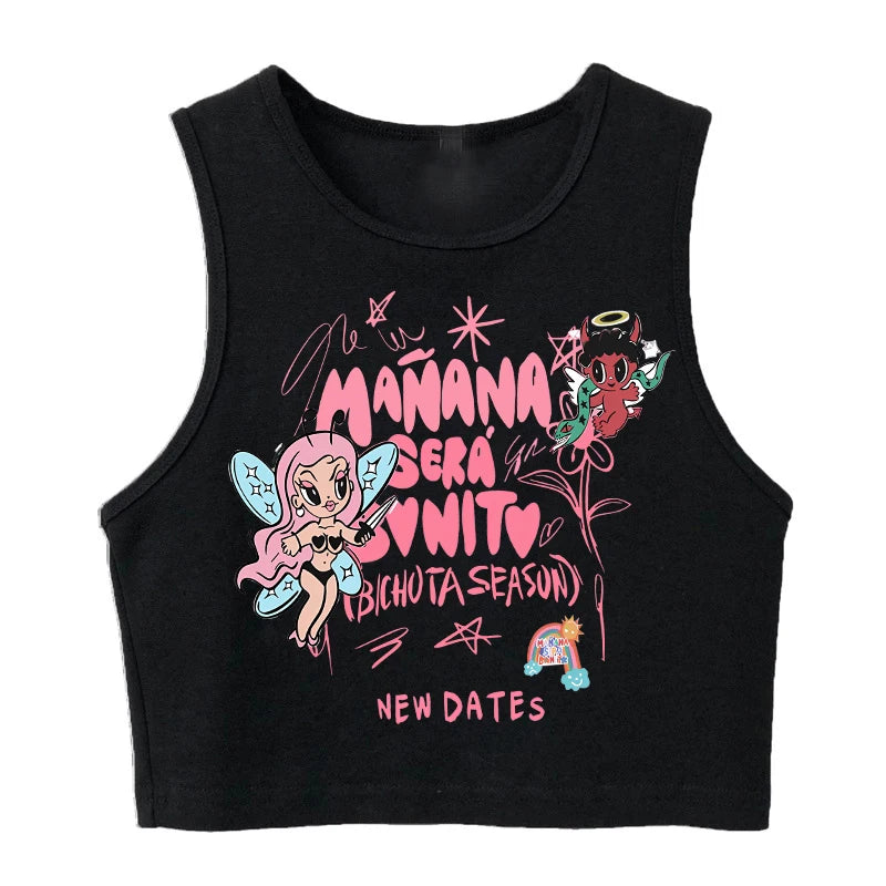 Hip Hop Tank Top Crop Top Manana Sera Bonito Bichota Karol G T Shirt Women Graphic T Shirts Trendy Clothing Grunge Tee Cropped