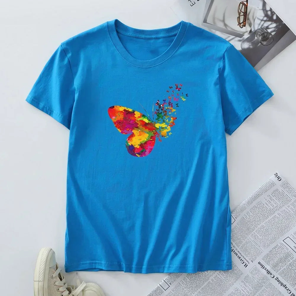 Plus Size Women's Short Sleeve T-shirt 100% Cotton Summer Tshirt Women Tees 2024 Fashion T Shirts Woman Tops Female Clothing