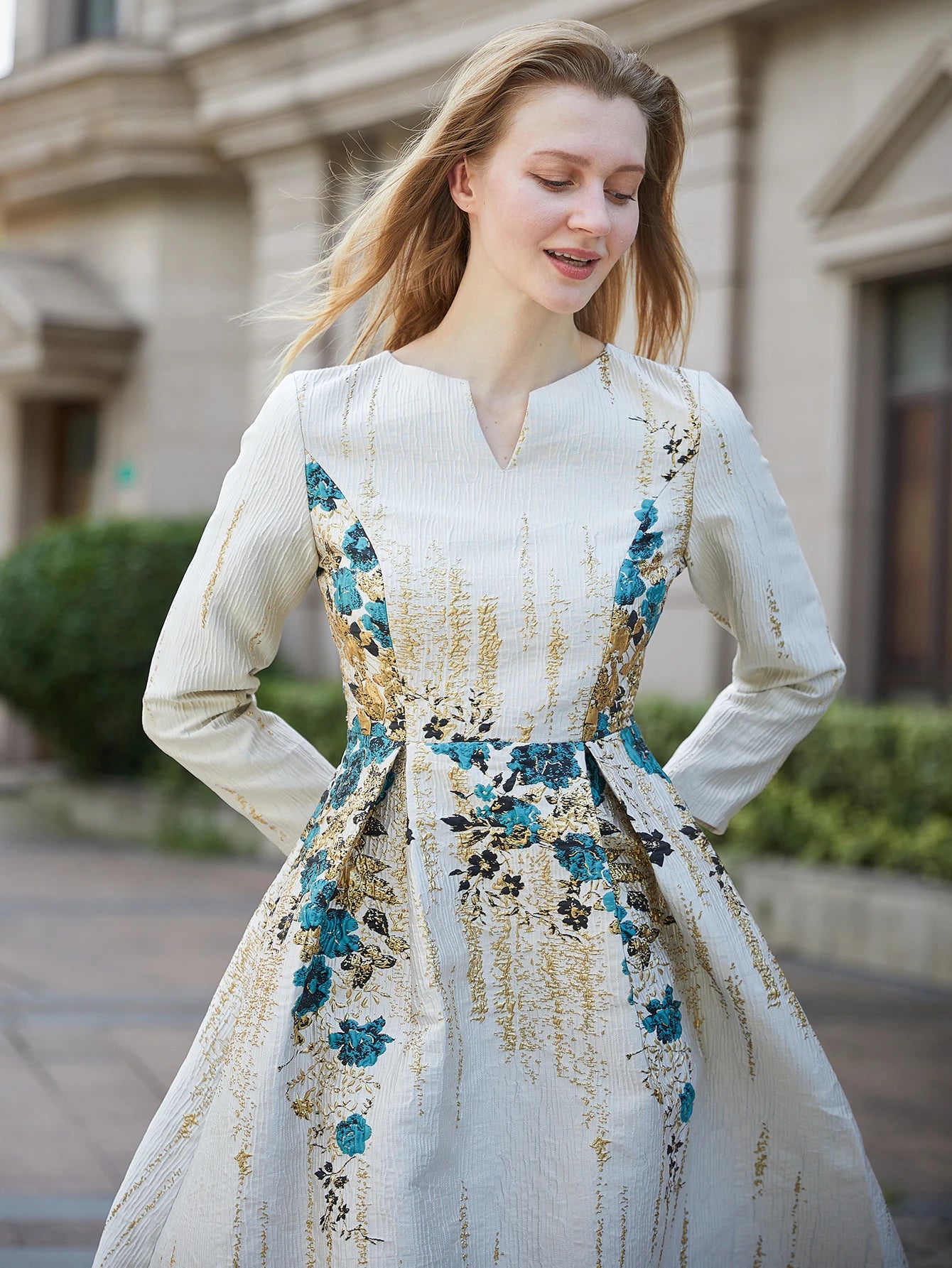 Elegant Women Jacquard Dress 2024 New Arrival Floral Party Clothing Fashion Summer Evening Mid-Calf Ball Gown Vestido