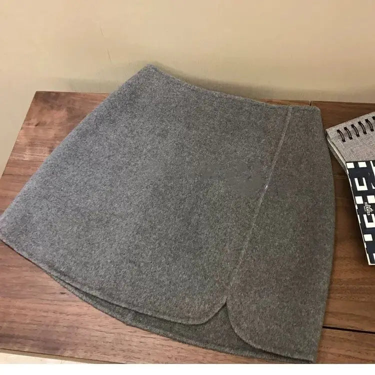 KUSAHIKI Women Fashion High Waisted Woolen Split Slim Skirts Korean 2024 Autumn Winter New A-line Mini Skirt Faldas De Mujer