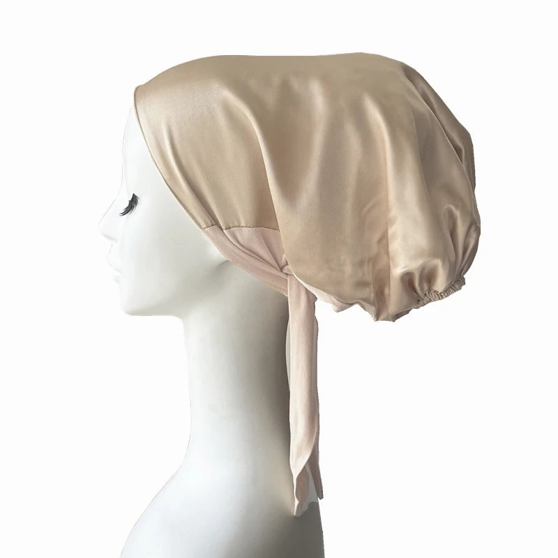 Order 2pcs get 1pc Adjustable Satin Muslim Under Scarf Satin Lined Modal Undercaps Protect Hair Double Layers Inner Hijab Cap