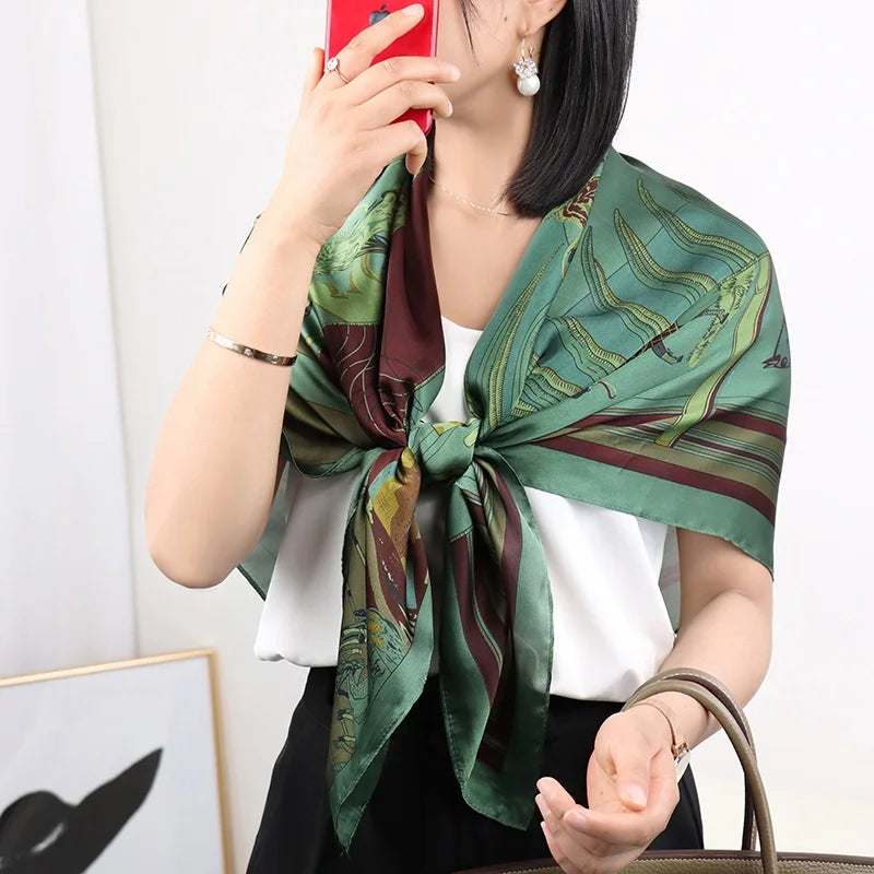 NEW 110x110cm large squar Imitation Silk Travel Scarf Beach Dress Bikini Sarong Wrap Women Brazilian Swimsuit Bathing Cover-ups