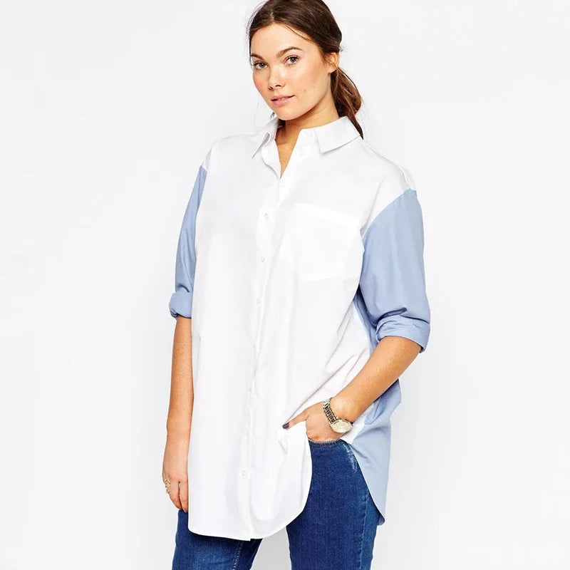 Plus Size Spring Autumn Boyfriend Shirt Women Long Sleeve Button Front Loose Large Size Oversize Blouse And Shirt 5XL 6XL 7XL
