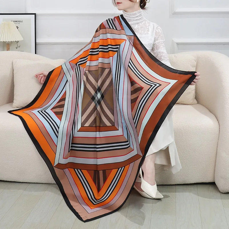 NEW 110x110cm large squar Imitation Silk Travel Scarf Beach Dress Bikini Sarong Wrap Women Brazilian Swimsuit Bathing Cover-ups