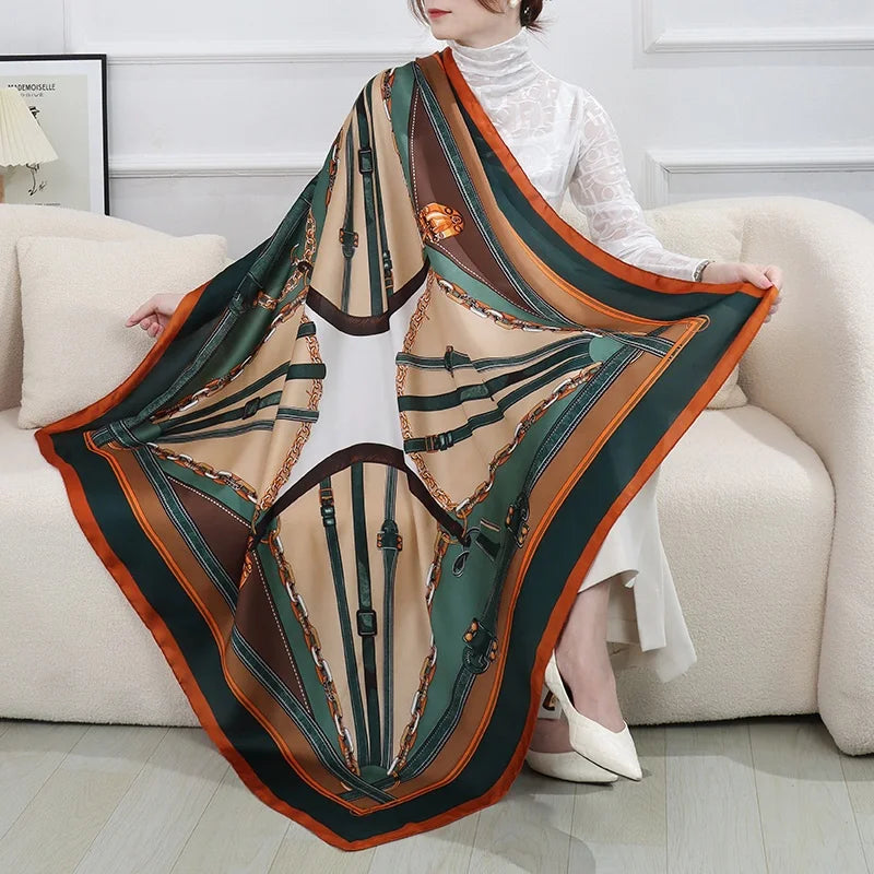 NEW 110x110cm large squar Imitation Silk Travel Scarf Beach Dress Bikini Sarong Wrap Women Brazilian Swimsuit Bathing Cover-ups